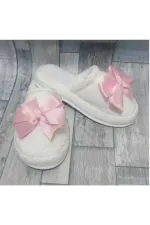 Pembe Beyaz Lohusa Terlik Taç Seti